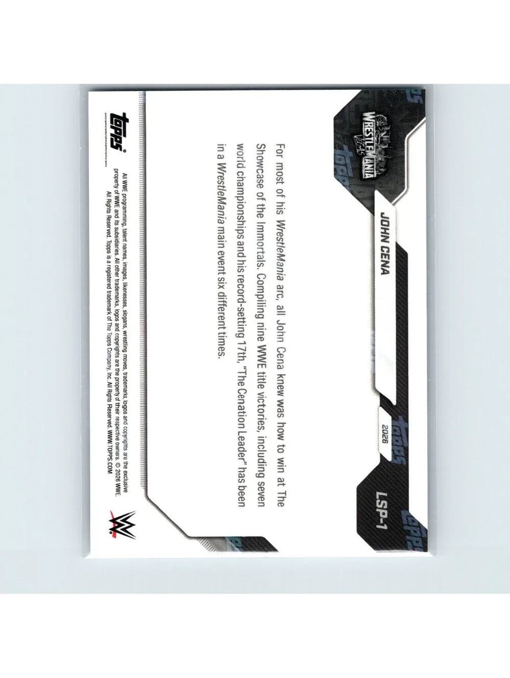 2026 Topps Now WWE WrestleMania Vegas - John Cena Legend Short Print LSP-1